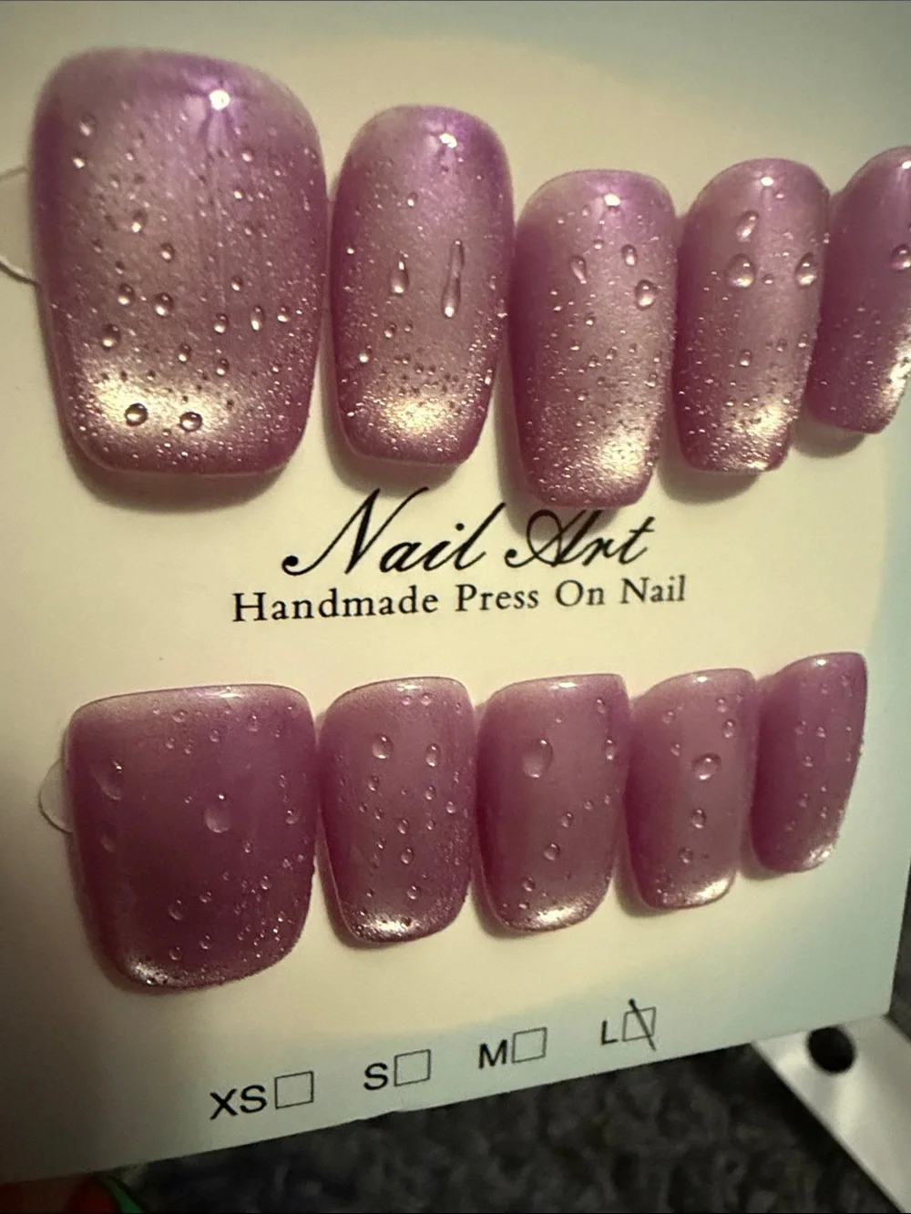 Handmade Press-On Nails - Cateye Lavender Pink